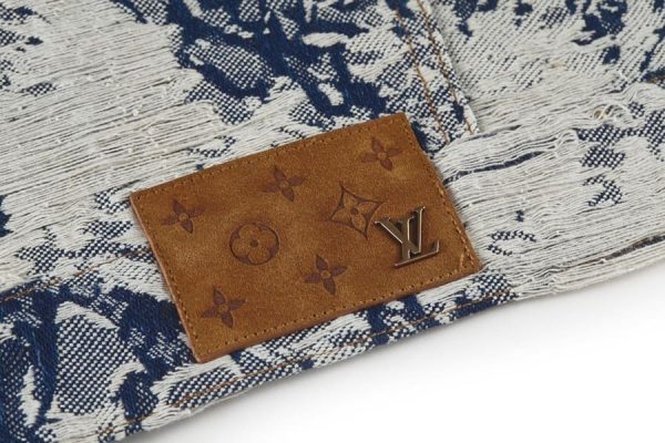 LV Jacket Distressed Floral Denim