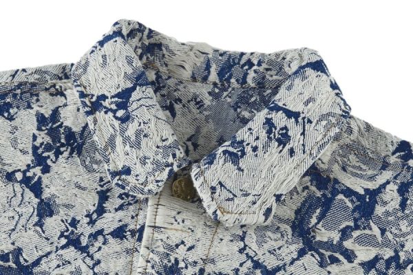 LV Jacket Distressed Floral Denim