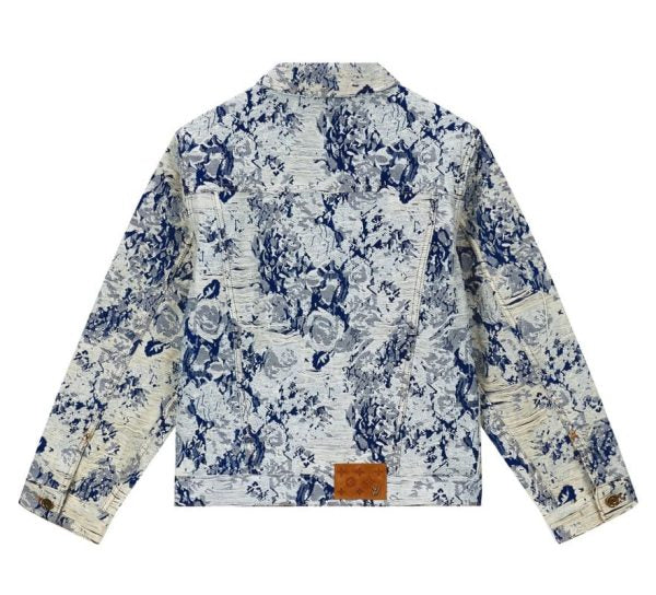 LV Jacket Distressed Floral Denim