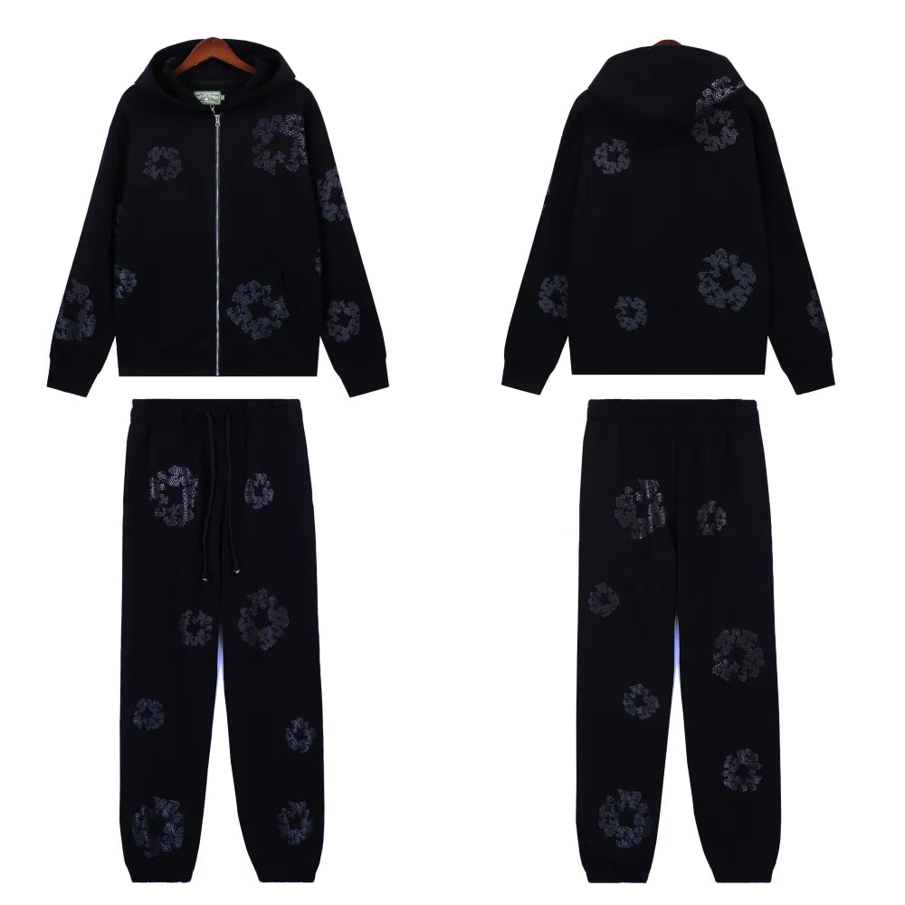DNM TRS Cashmere Swarovski Cotton Wreath Zip Hoodie & Sweatpant Set