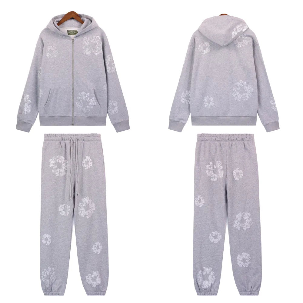 DNM TRS Cashmere Swarovski Cotton Wreath Zip Hoodie & Sweatpant Set