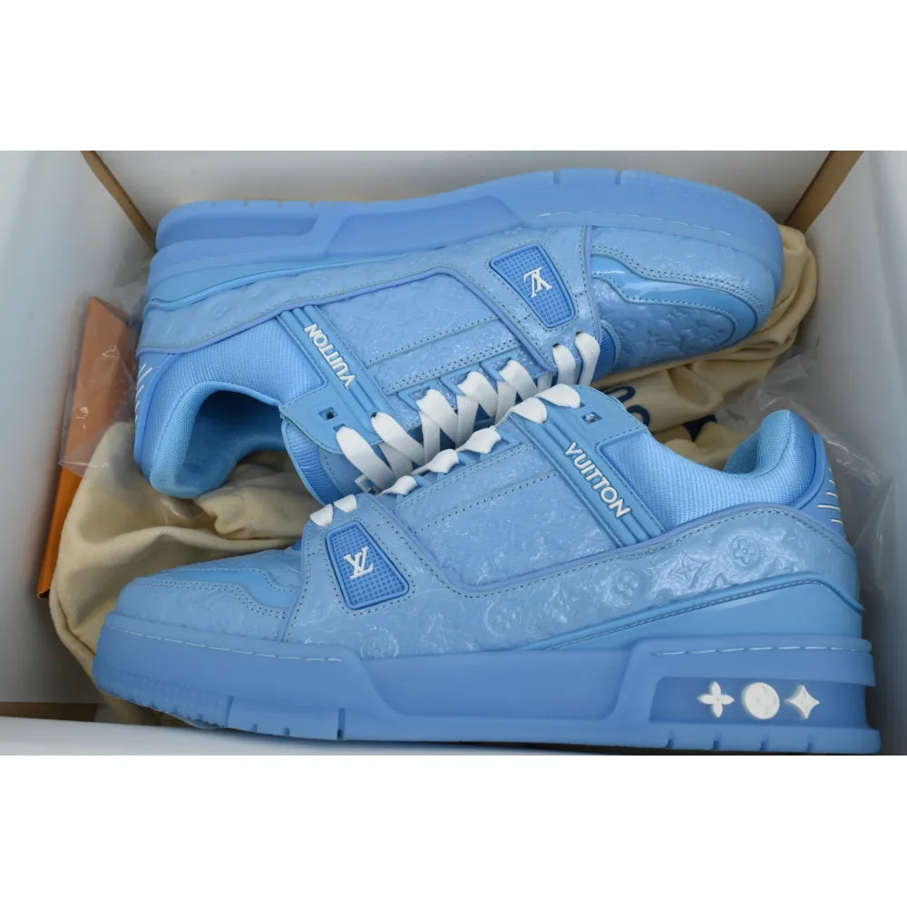 LV Blue Lychee Patent Leather