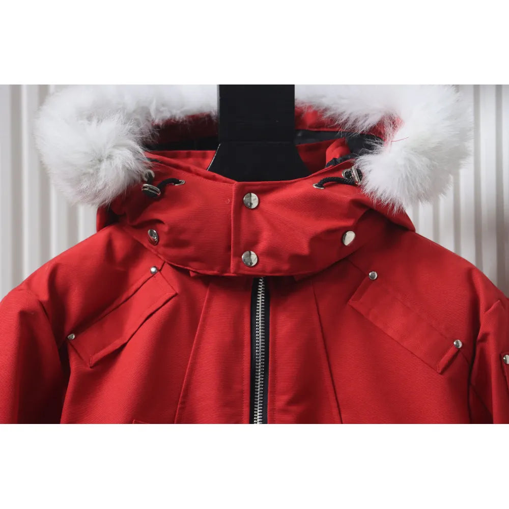 MK Men’s Balistic Bomber Zip-Up Fur Jacket Red