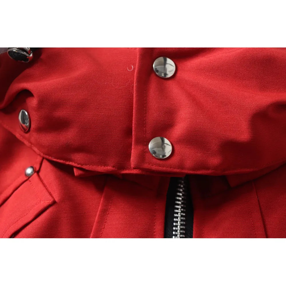 MK Men’s Balistic Bomber Zip-Up Fur Jacket Red