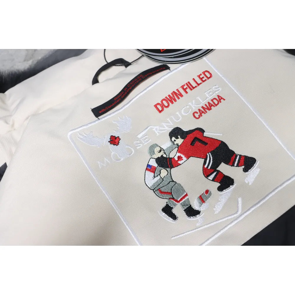 MK Men’s Balistic Bomber Zip-Up Fur Jacket White