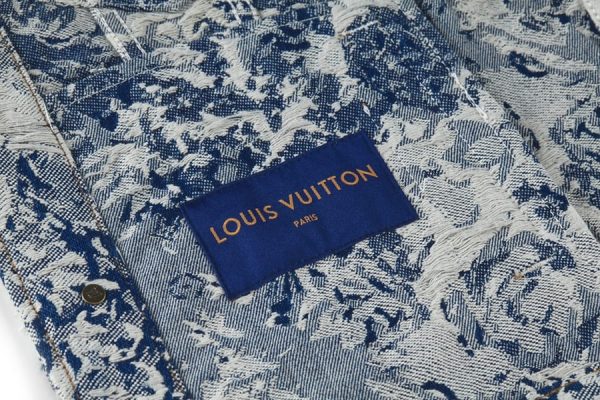 LV Jacket Distressed Floral Denim